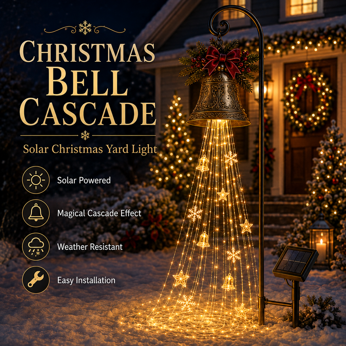 🔥Hot Sale 40% OFF🎄 Christmas Bell Cascade Solar Yard Light
