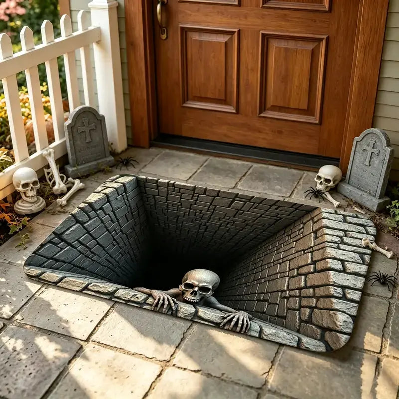 ❤️3D Halloween Optical Illusion Door Mat – Spooky Non-Slip Entryway Rug
