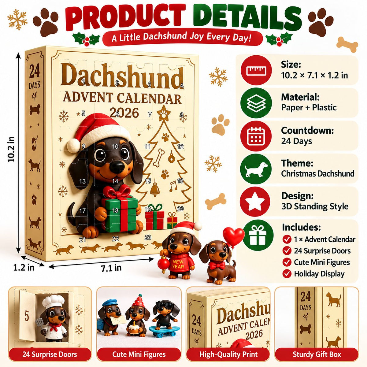 🔥🐶🎄 Dachshund Advent Calendar ✨