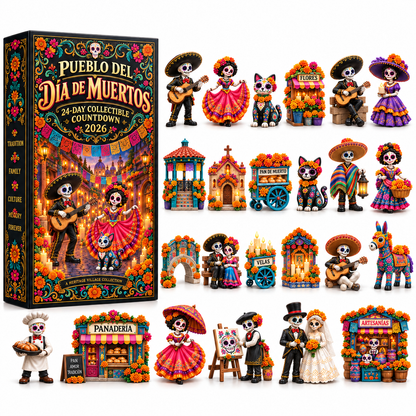 ⚡Pueblo del Día de Muertos 2026 – 24-Day Day of the Dead Collectible Countdown Calendar with 24 Unique Miniatures