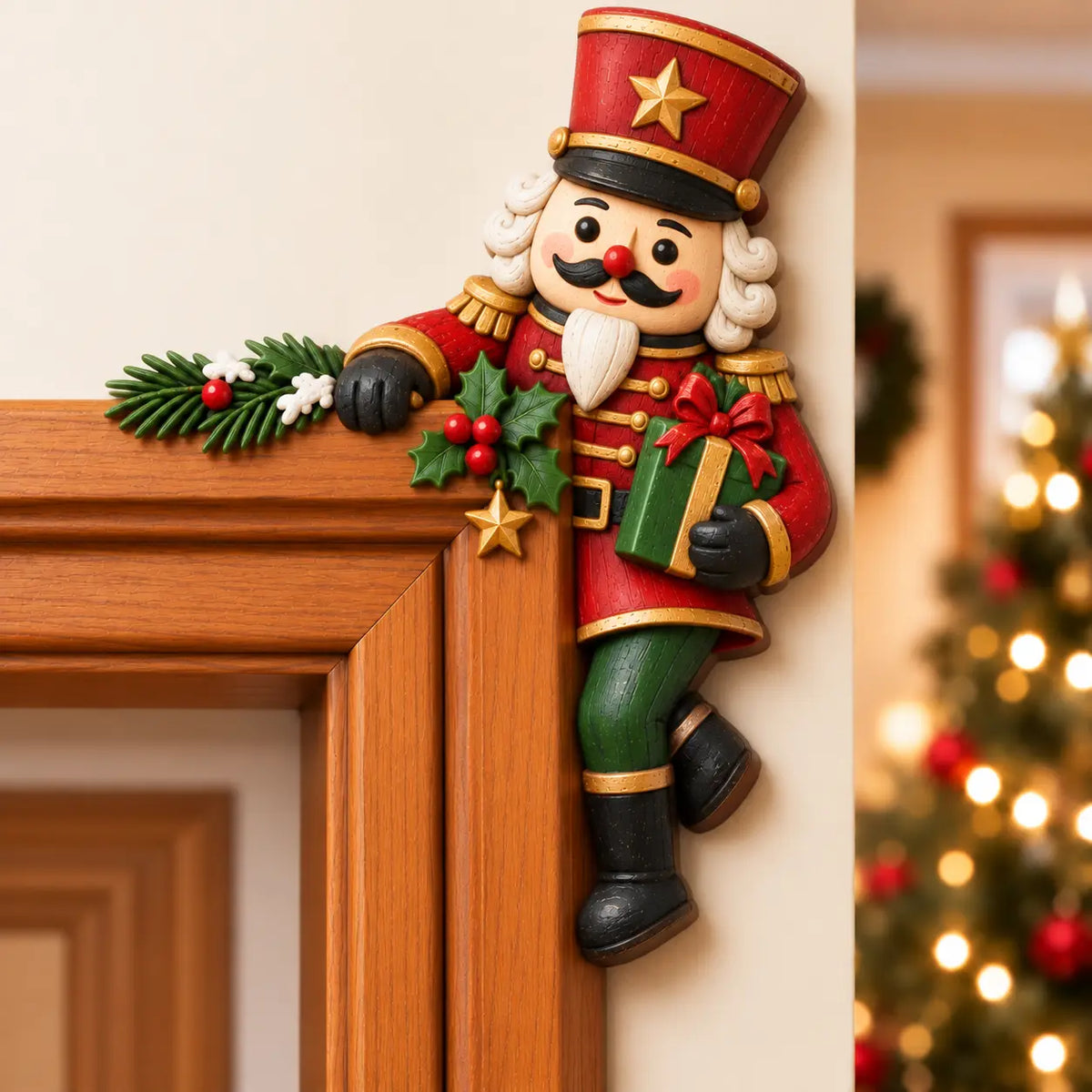 🎅 Christmas Peekaboo Door Frame Decor | Festive Corner Holiday Accent