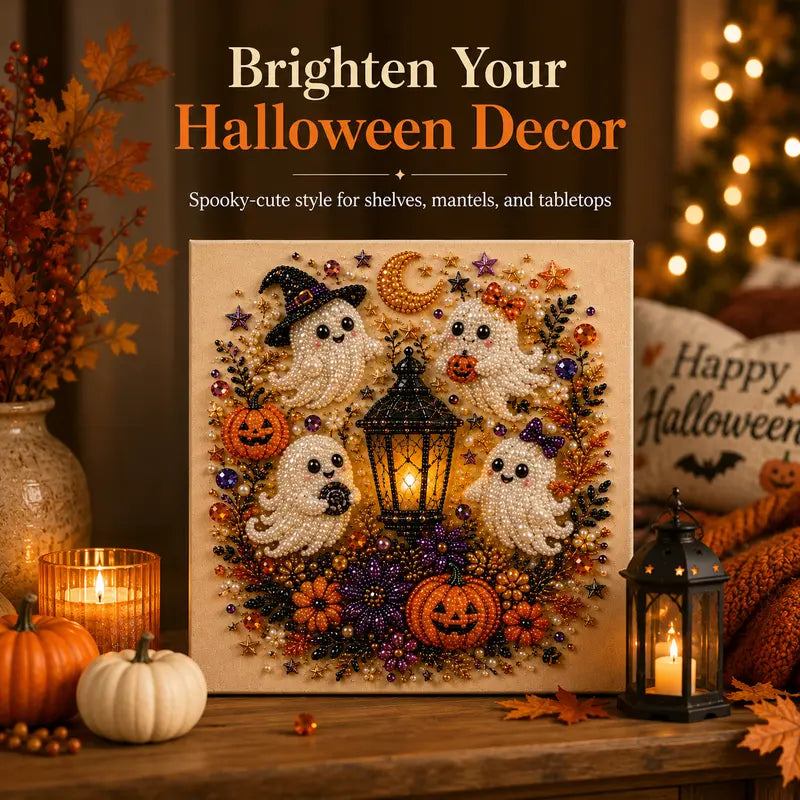🧙🏼‍♀️Spooky-Cute Ghost Pearl Art DIY Kit – 8" × 8" Halloween Diamond Painting