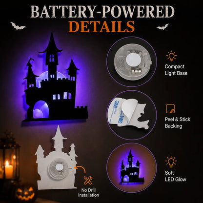 🎃Halloween LED Wall Decor Lights, Peel & Stick Battery Powered Silhouette Stickers