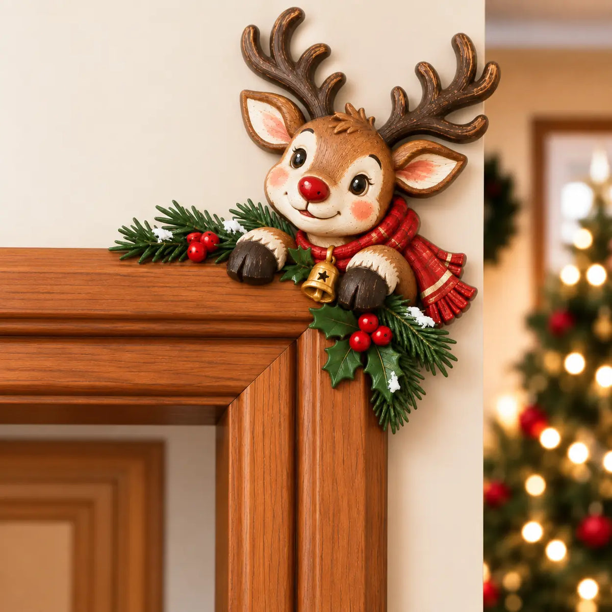 🎅 Christmas Peekaboo Door Frame Decor | Festive Corner Holiday Accent