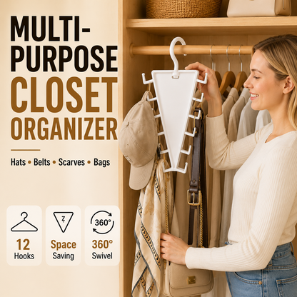 ✨ 12-Hook V-Shaped Closet Organizer – Save Space & Keep Accessories Tidy✨