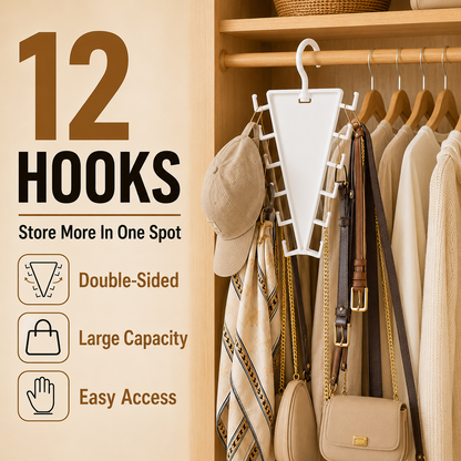 ✨ 12-Hook V-Shaped Closet Organizer – Save Space & Keep Accessories Tidy✨