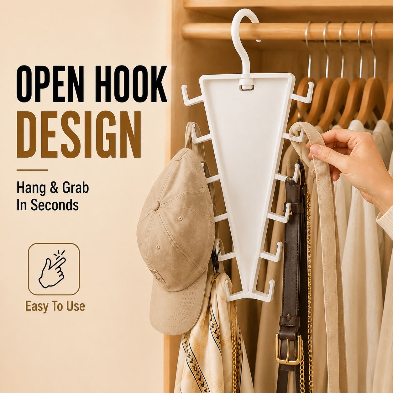 ✨ 12-Hook V-Shaped Closet Organizer – Save Space & Keep Accessories Tidy✨