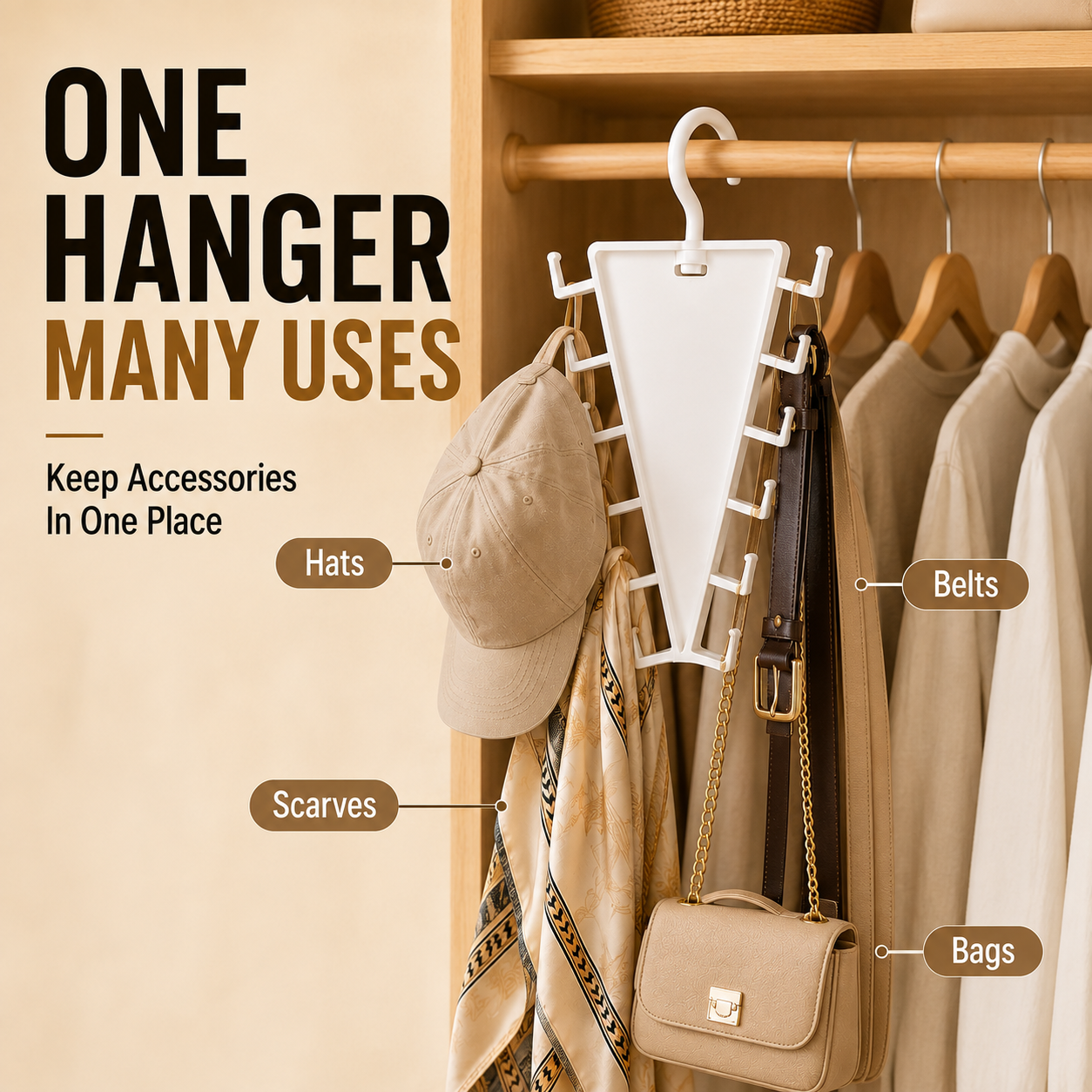✨ 12-Hook V-Shaped Closet Organizer – Save Space & Keep Accessories Tidy✨