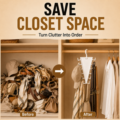 ✨ 12-Hook V-Shaped Closet Organizer – Save Space & Keep Accessories Tidy✨