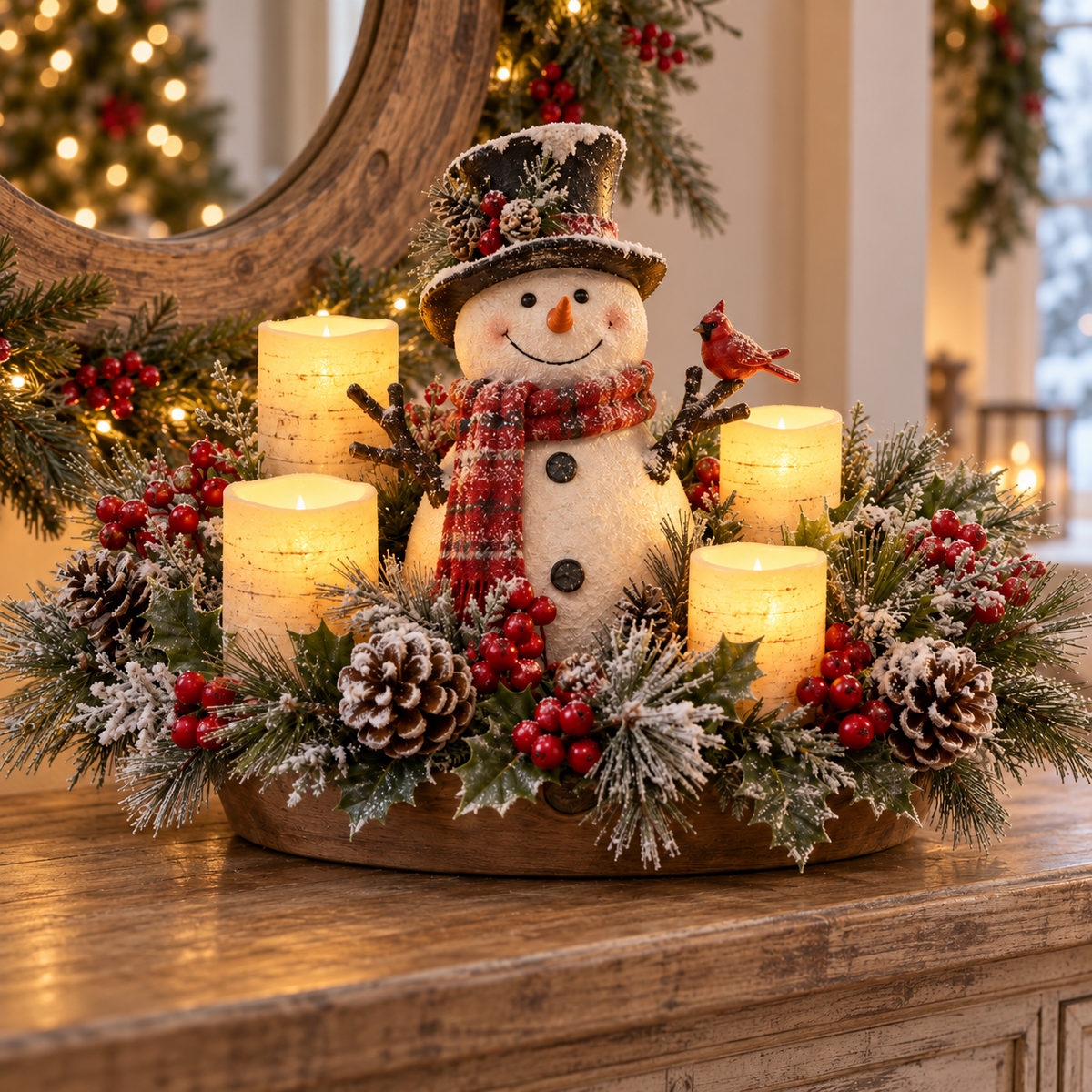 ✨🎄2026- Christmas Candlelight Centerpiece with Warm Flameless Glow ✨