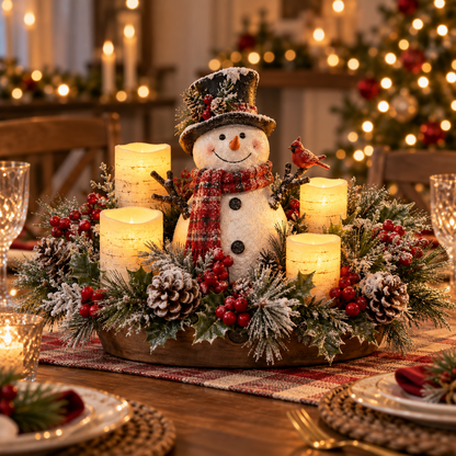 ✨🎄2026- Christmas Candlelight Centerpiece with Warm Flameless Glow ✨