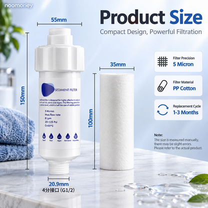 💧5-Micron Sediment Pre-Filter – Protects Appliances, G1/2 Fit