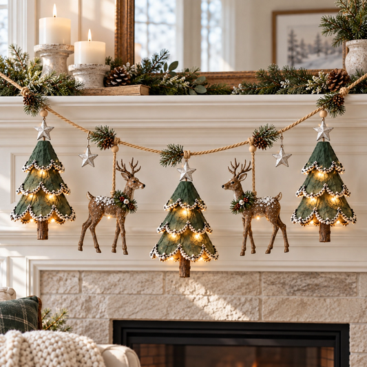 🦌🎄Lighted Woodland Christmas Garland