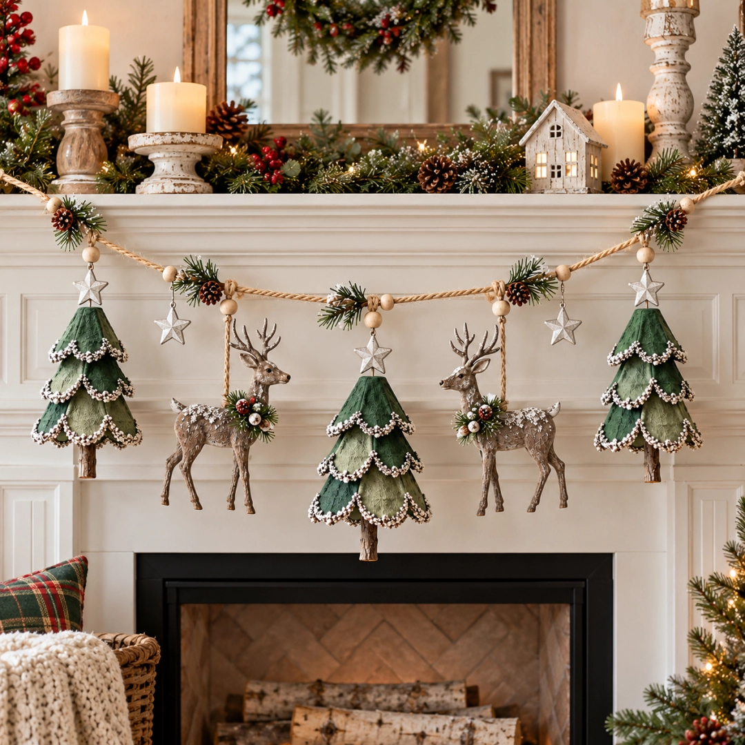 🦌🎄Lighted Woodland Christmas Garland