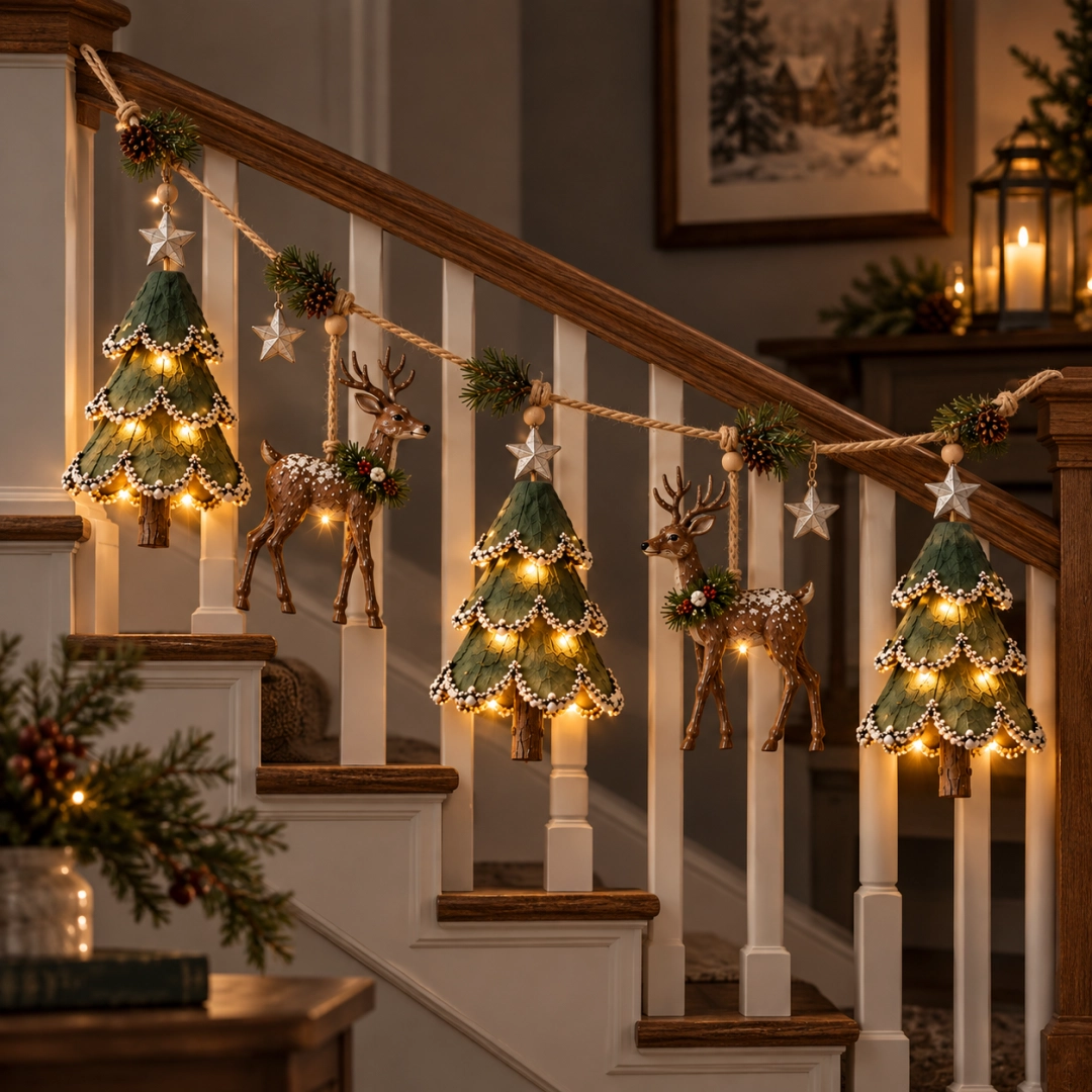 🦌🎄Lighted Woodland Christmas Garland