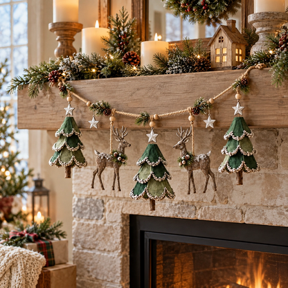 🦌🎄Lighted Woodland Christmas Garland