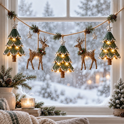🦌🎄Lighted Woodland Christmas Garland