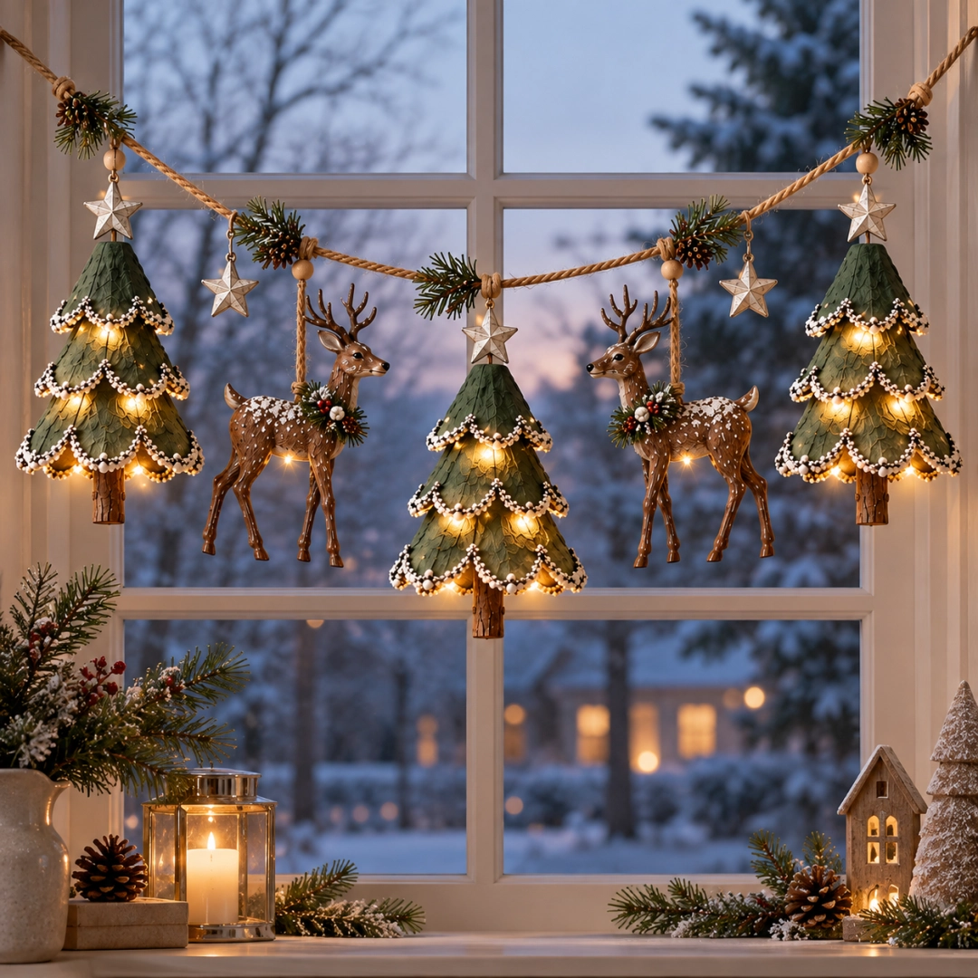 🦌🎄Lighted Woodland Christmas Garland