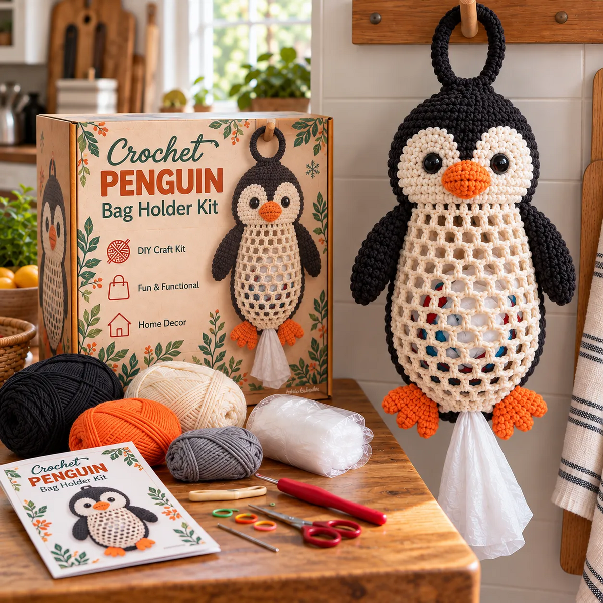 Crochet Animal Bag Holder DIY Kit – Cute & Functional Hanging Storage Craft Kit