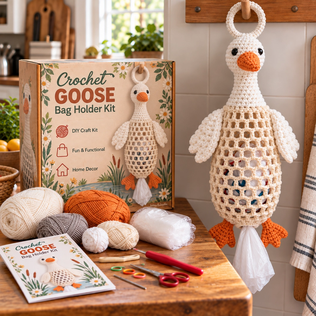Crochet Animal Bag Holder DIY Kit – Cute & Functional Hanging Storage Craft Kit