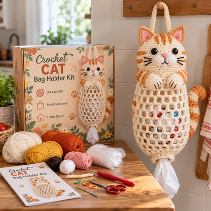 🐮Crochet Animal Bag Holder DIY Kit – Cute & Functional Hanging Storage Craft Kit