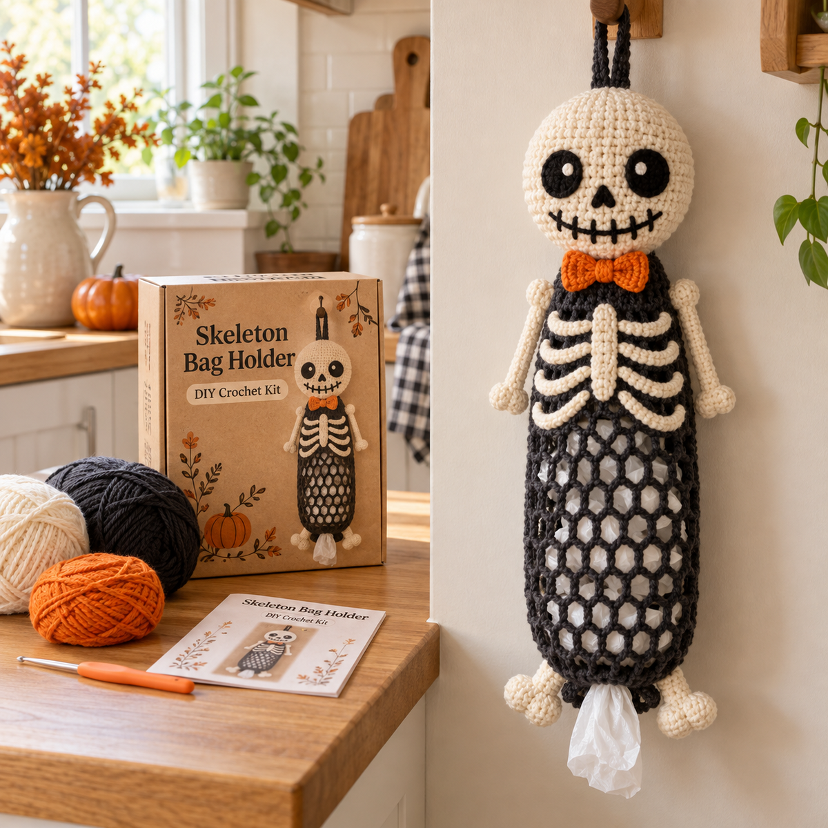 🐮Crochet Animal Bag Holder DIY Kit – Cute & Functional Hanging Storage Craft Kit