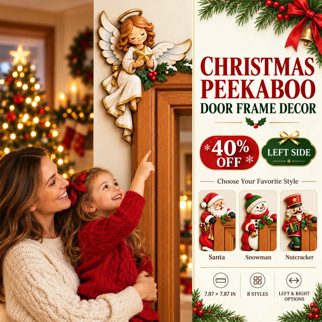 🎅 Christmas Peekaboo Door Frame Decor | Festive Corner Holiday Accent