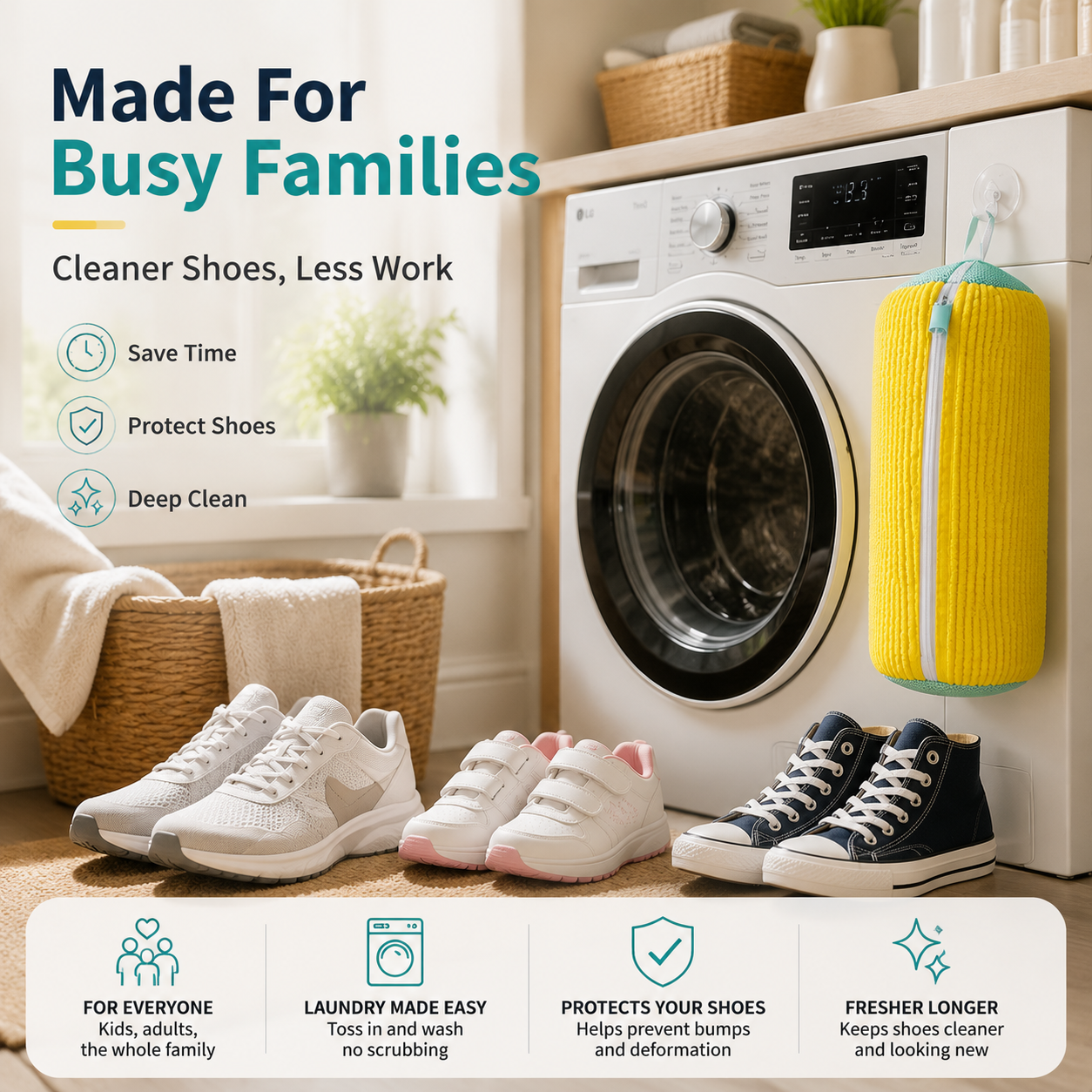 👟 No-Scrub Shoe Washing Bag – Clean & Protect Your Sneakers In The Washing Machine