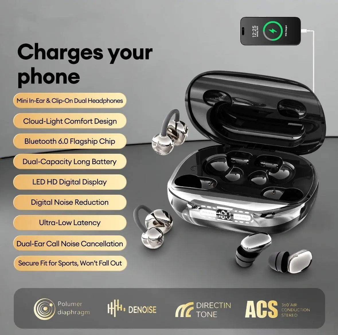 ⚡Wireless Earbuds with Power Bank Case