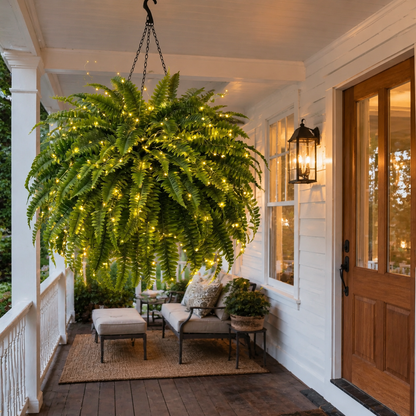 ⚡Glowing Boston Fern with Lights - No watering, No fading