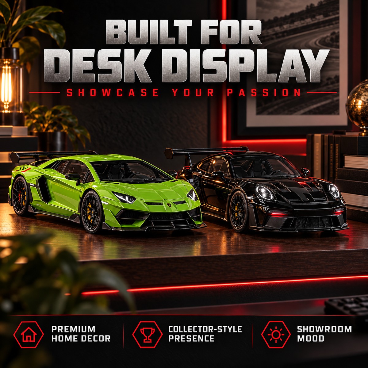 🏎️ Track-Inspired Sports Car Display Model – Exhaust Mist Effect Collector Decor