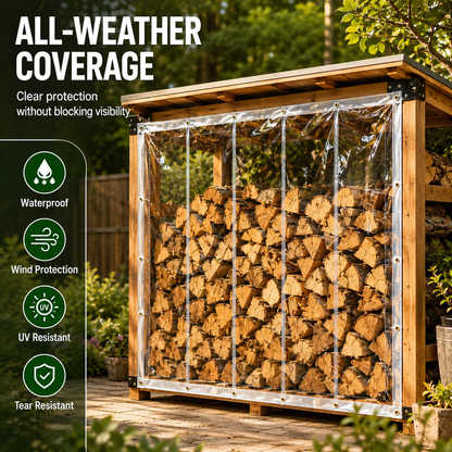 ☀️Clear Waterproof PE Tarp, Transparent Outdoor Cover with Metal Grommets🛡️