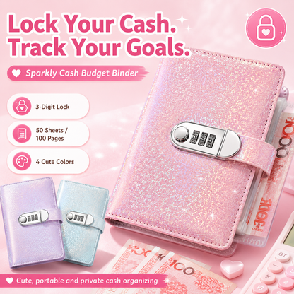 💰 Lockable Cash Savings Binder with 100 Pages