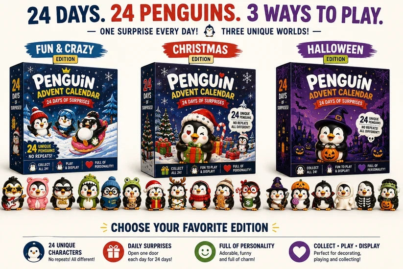 🎁🐧 24 Days of Penguin Surprises Advent Calendar – 24 Unique Penguins, 3 Fun Editions