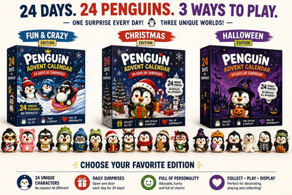 🎁🐧 24 Days of Penguin Surprises Advent Calendar – 24 Unique Penguins, 3 Fun Editions