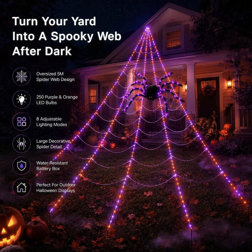 Oversized Halloween Spider Web Lights – 5M