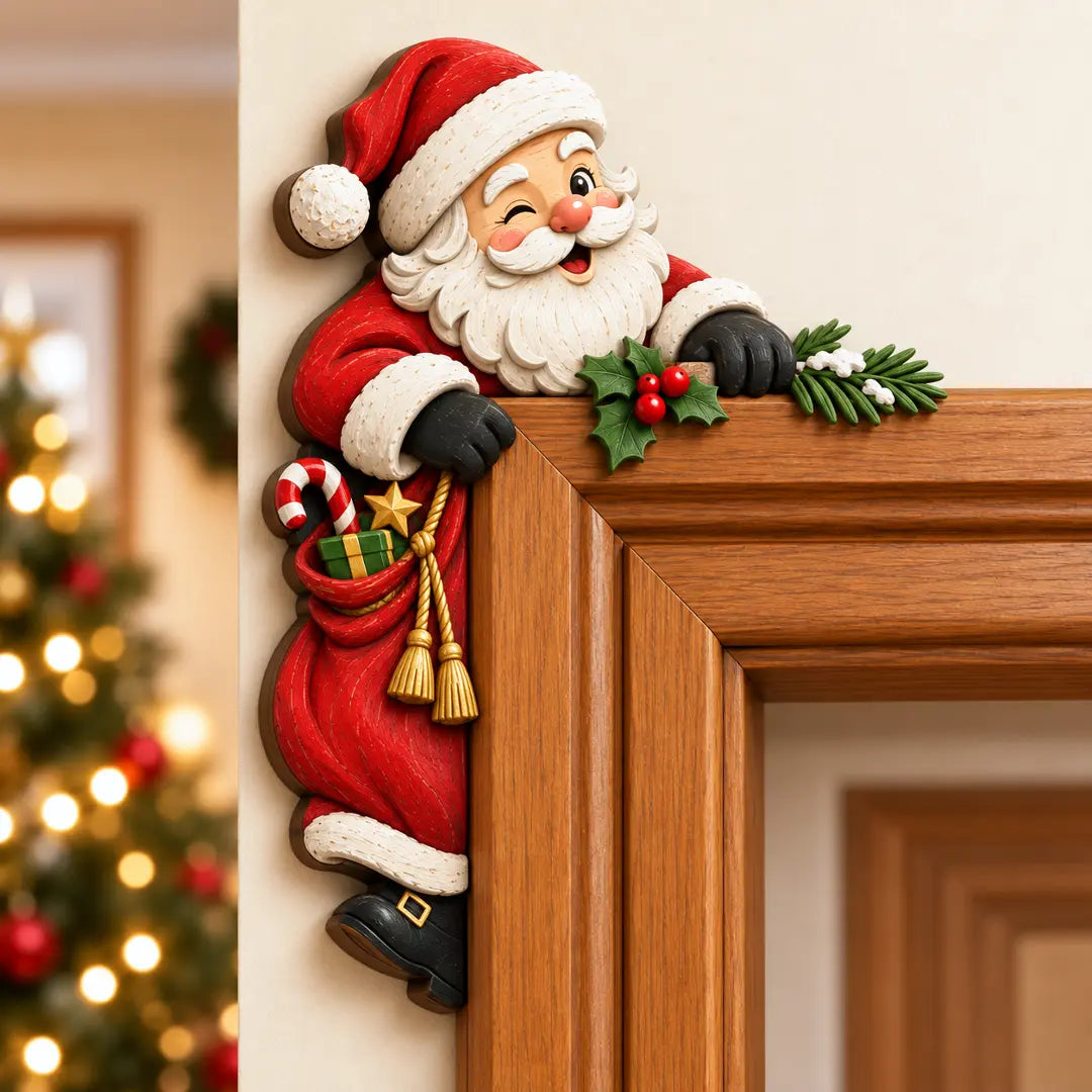 🎅 Christmas Peekaboo Door Frame Decor | Festive Corner Holiday Accent