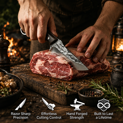 ⚡Outdoor Fixed-Blade Camping Knife with Leather Sheath