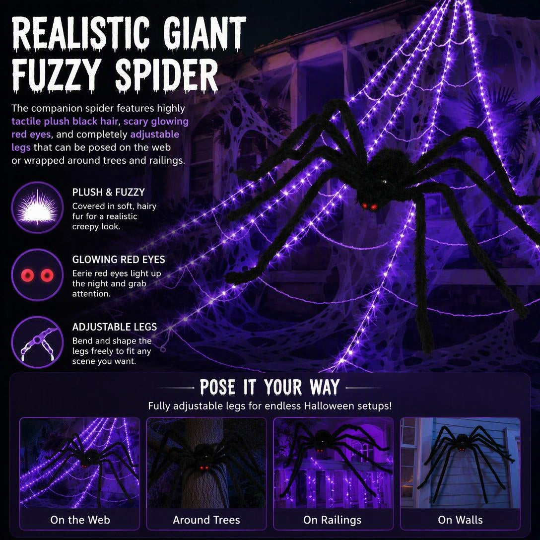 🎃 🕷️Halloween Hot Sellers 👻Halloween glowing spider web lights--🥰