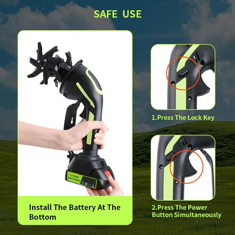 Arviennes™ Multifunctional 2-in-1 Cordless Tiller & Cultivator with Telescopic Pole