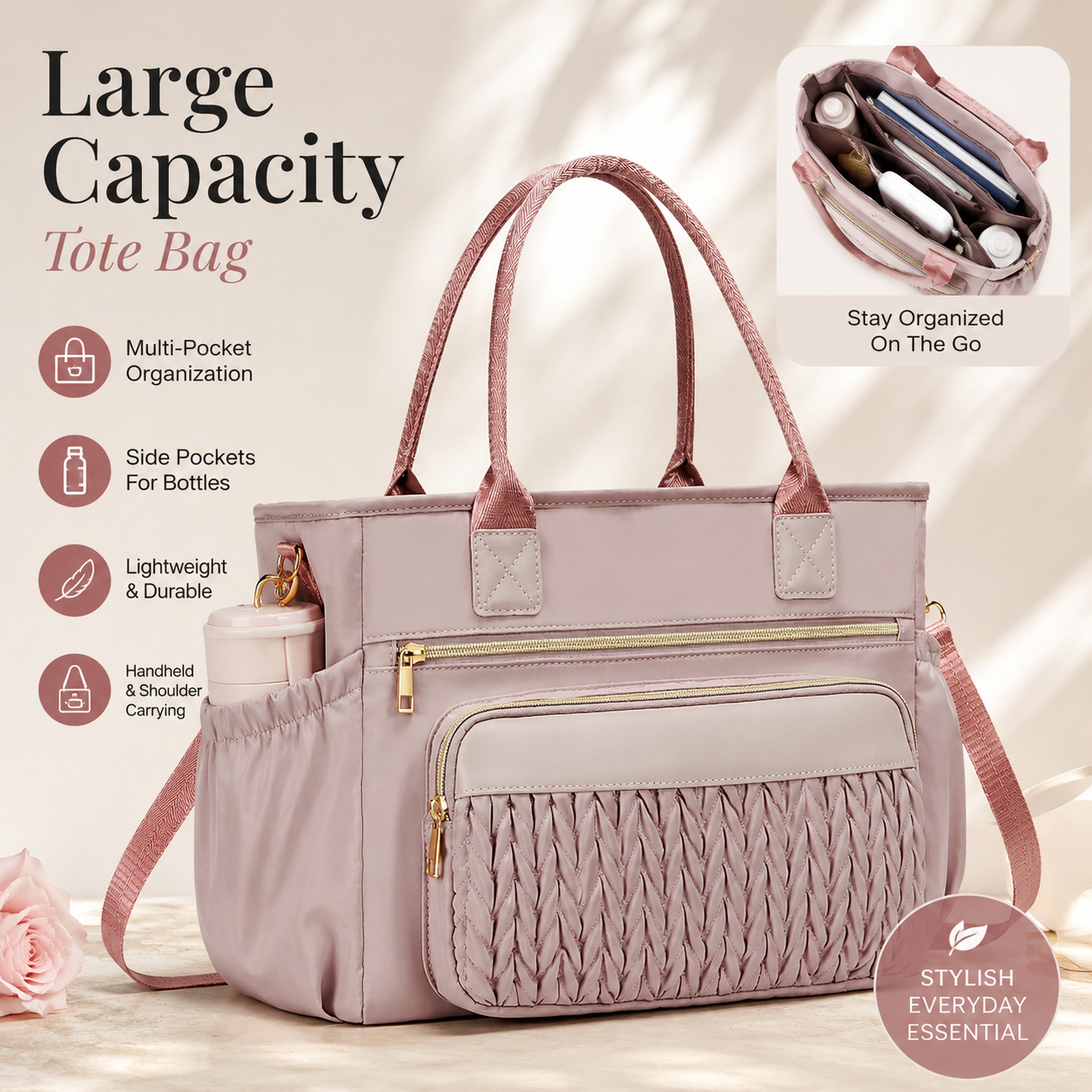 Stylish Leakproof Cooler Bag with Adjustable Strap & Side Pockets
