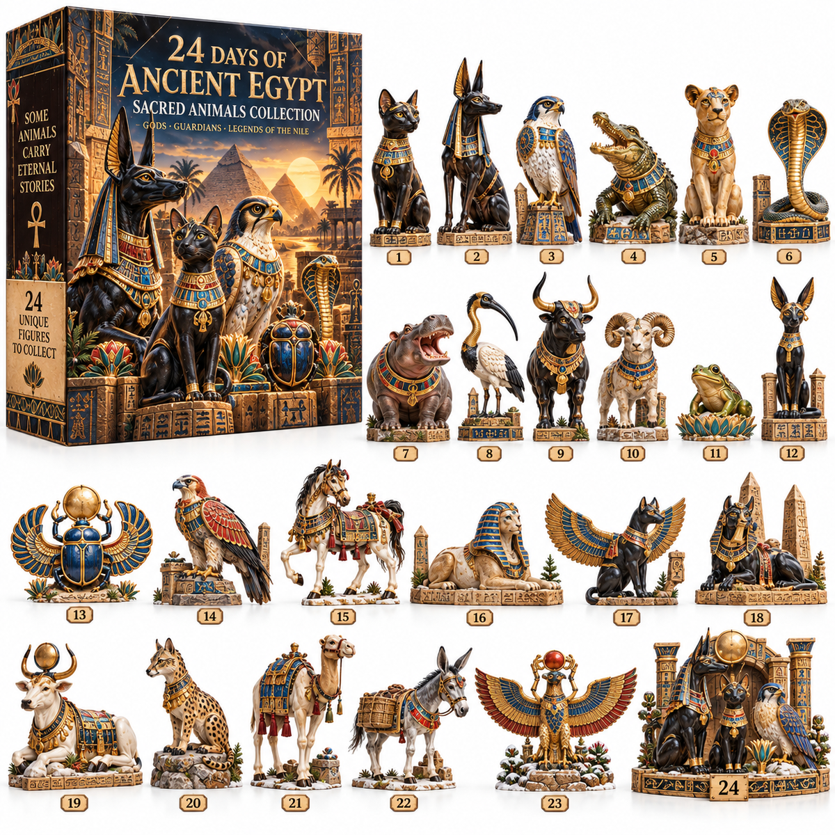 🎀🐈‍⬛🏺24 Days of Ancient Egypt – Sacred Animals & Guardians Collection ✨
