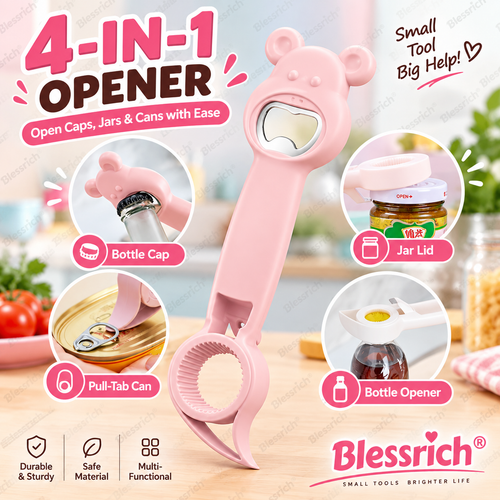 🍾 4-in-1 Multifunctional Jar & Bottle Opener