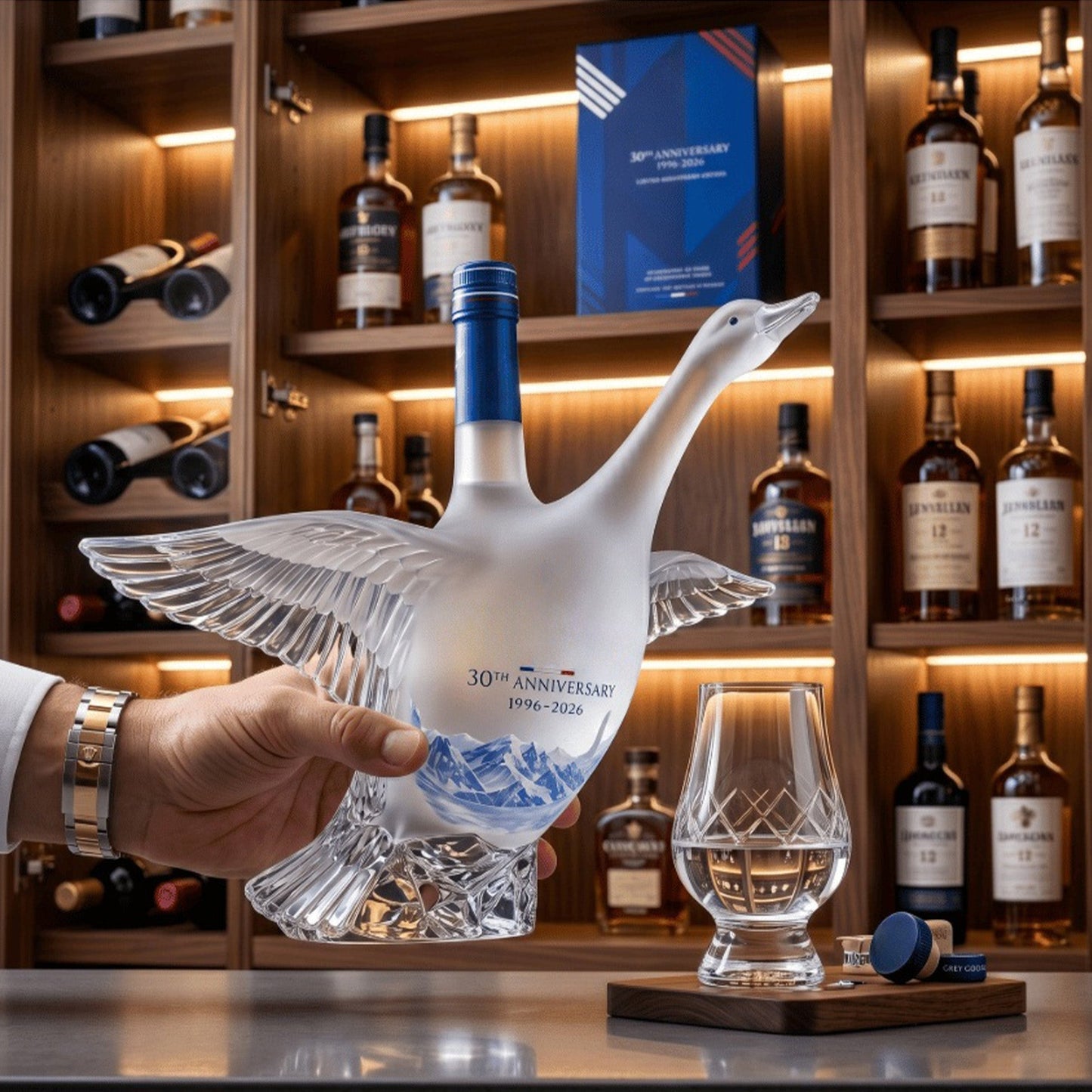 🥂 Grey Goose 30th Anniversary – Limited Edition Sculpted Goose Bottle, Luxury Vodka