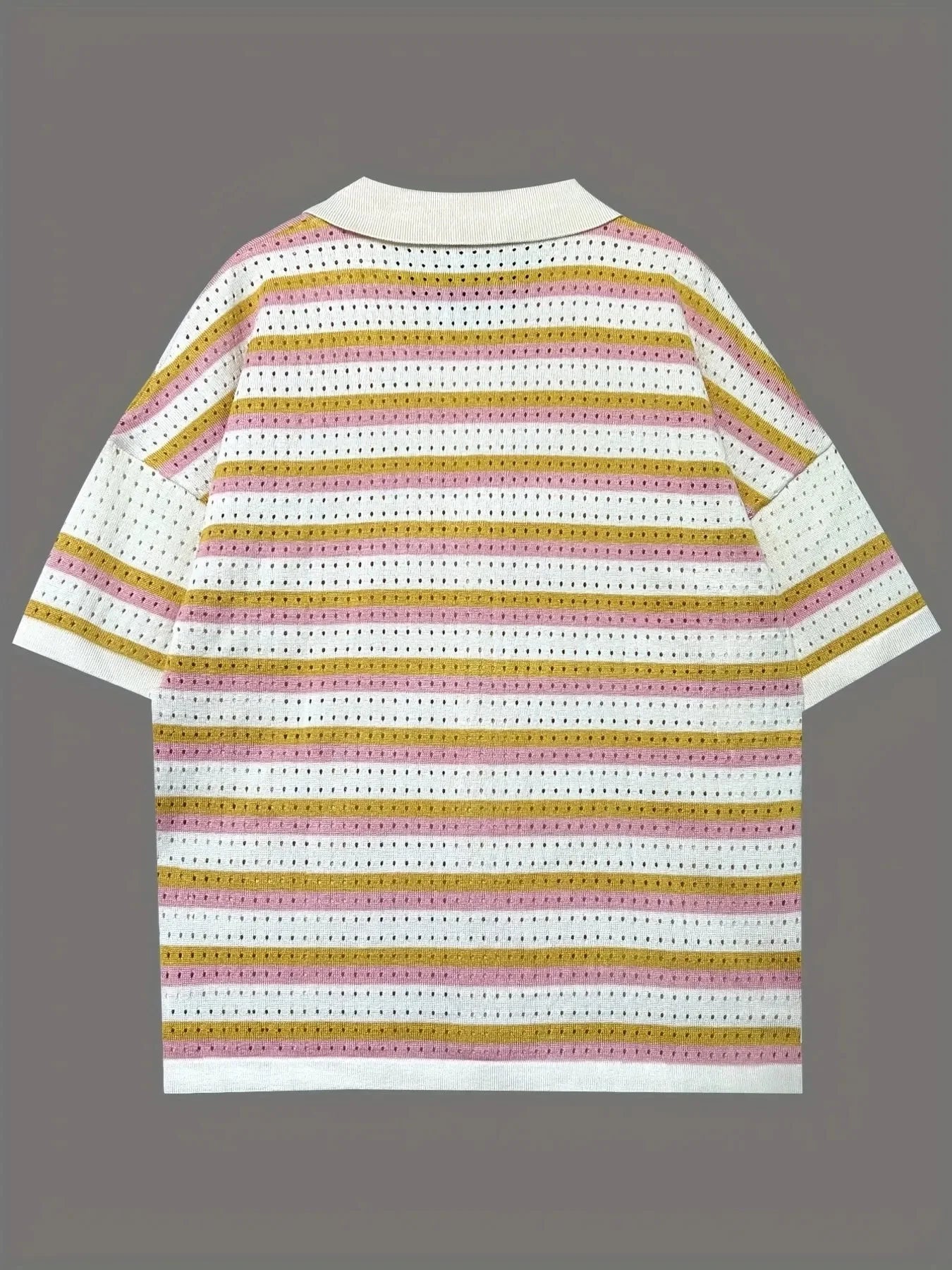 Colorful Striped Button Up Top and Shorts Sweater Set