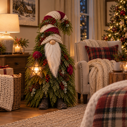 💫Evergreen Star Gnome™ Lighted Christmas Woodland Decor