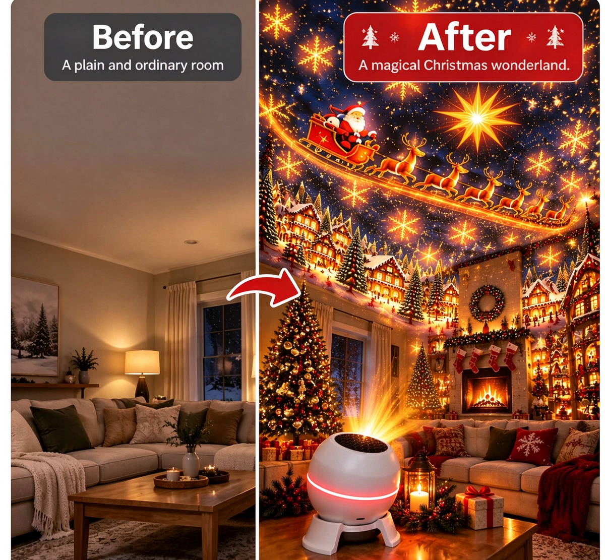 🎄Create Magical Winter Scenes – Christmas Projection Night Light