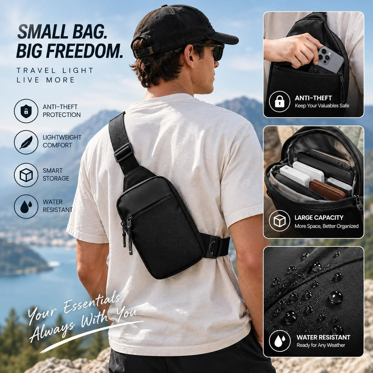 ⭐Anti-Theft Everyday Sling Bag – Lightweight Crossbody Travel Pack