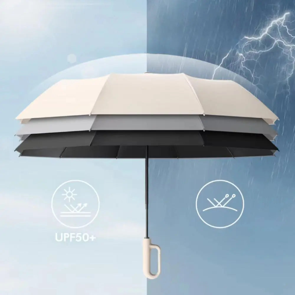 🌂 Automatic Folding Umbrella – Windproof, Waterproof, Portable with Loop Buckle