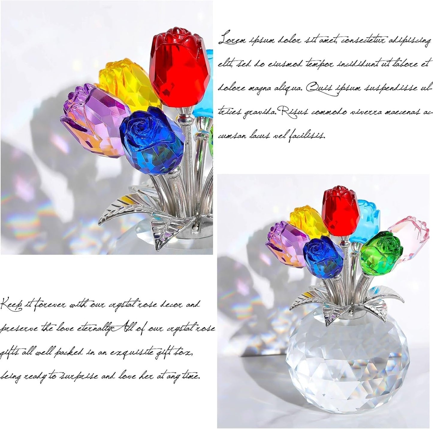 💖Hot Sale 49% OFF💎Crystal Colorful Rose Flower Vase